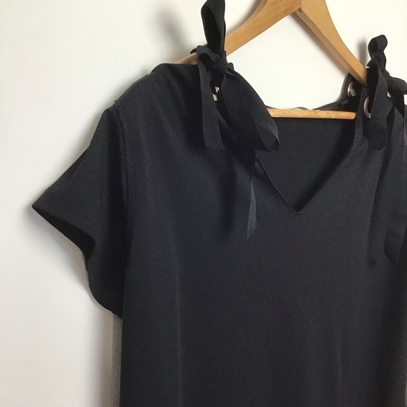 Uchuu Montreal Black Ribbon Tunic Oversized Cocktail Little Black Dress Size 1 - Picture 4 of 14